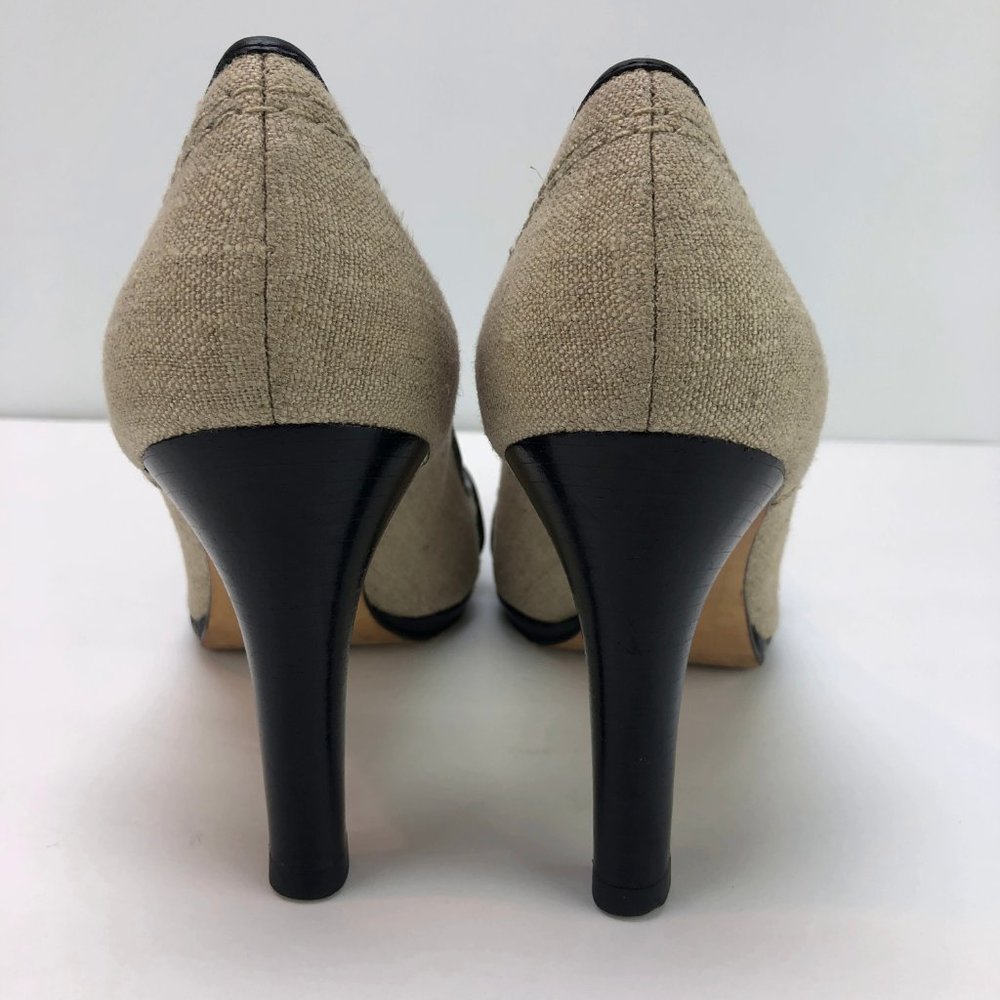 BANANA REPUBLIC neutral pump black leather trim - SZ 7.5 - Picture 4 of 11